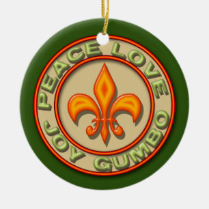 Gumbo för personligNeon Fleur de Lis Fred kärlek Julgransprydnad Keramik