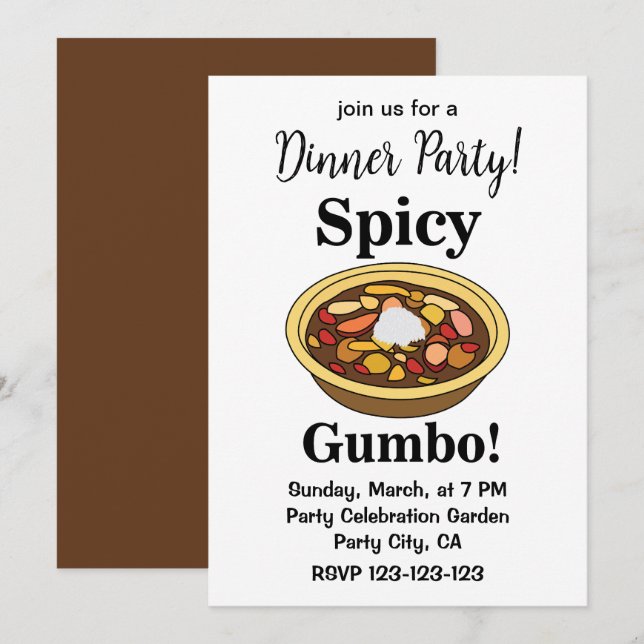 Gumbo Mat Spicy Gumbo Inbjudningar (Fram/baksida)