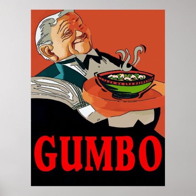 Gumbo,vintage servitör poster (Framsidan)