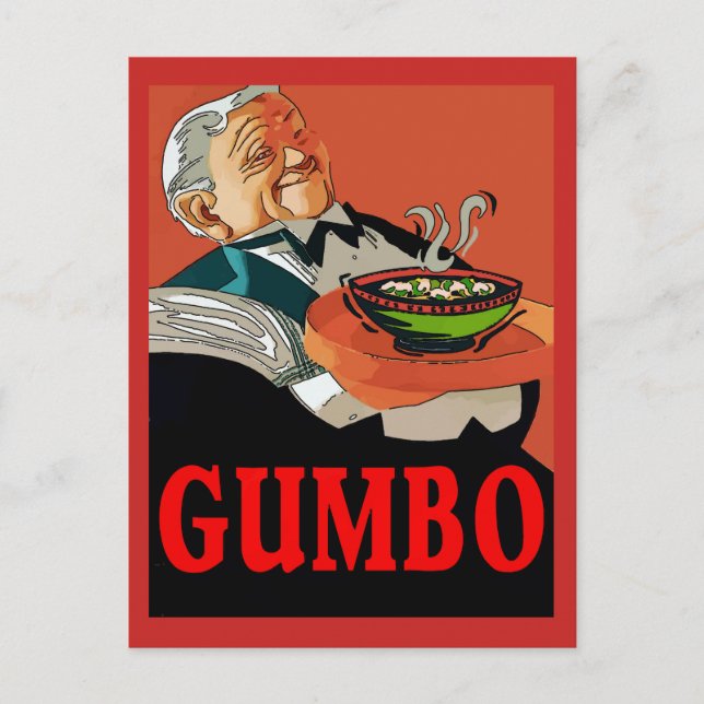 Gumbo,vintage servitör vykort (Framsida)