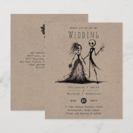 Gumic Bröllop Tecknad Bride Groom Handritad