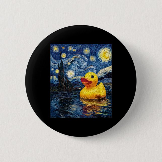 Gummand Anka Ankan Van Gogh Stjärn Natt Knapp (Framsida)