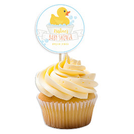 Gummand Baby Shower-klistermärke | Blå bubbelbad Runt Klistermärke
