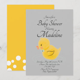 Gummand Vattenfärgad Grå  Baby Shower    Inbjudningar