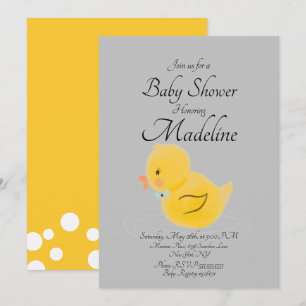 Gummand Vattenfärgad Grå  Baby Shower    Inbjudningar