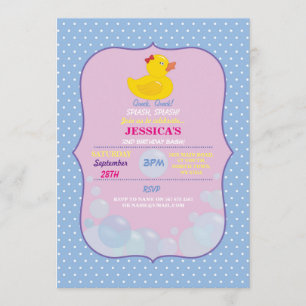 Gummi Anka Ducky Bubble Födelsedagsfest Inbjudan