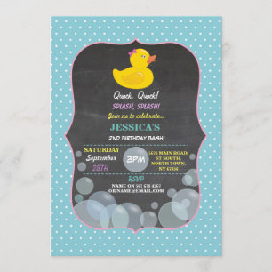 Gummi Anka Ducky Bubble Födelsedagsfest Inbjudan