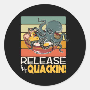 Gummi Anka frisläpper Quackin Octopus Ra Noodles Runt Klistermärke