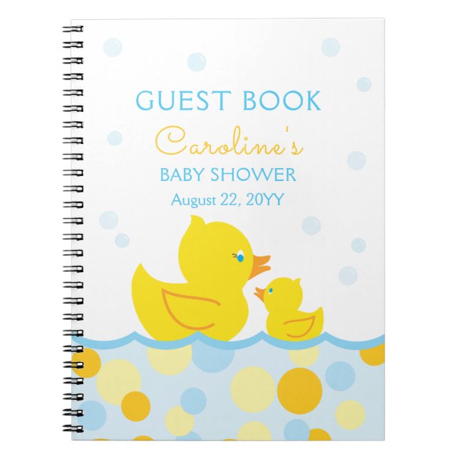 Gummi Ducky Baby Shower Guest Bok Anteckningsbok (Framsidan)