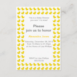 Gummi Ducky-inbjudan till babyskor gult Inbjudningar