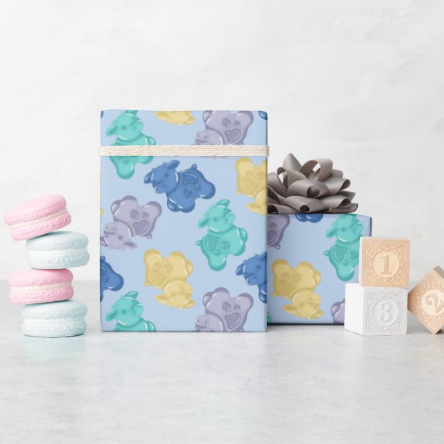 Gummi ko Icy Blue Berry inslagspapper Presentpapper (Baby Shower)
