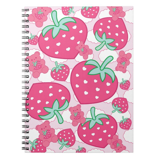Gummi Sweet Strawberry Heart Notebook Anteckningsbok (Framsidan)