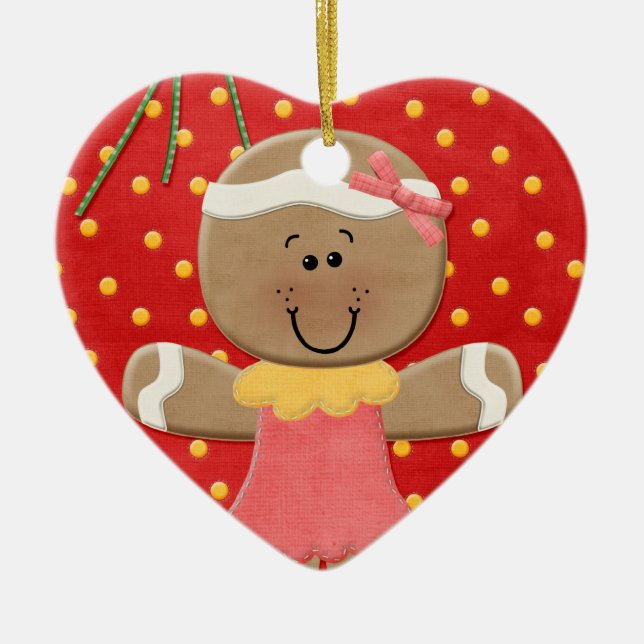 Gummi tappar och ljust rödbrun bröd julgransprydnad keramik (Framsidan)