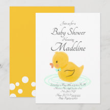 Gummiank Handritad  Bebisbad Invitation