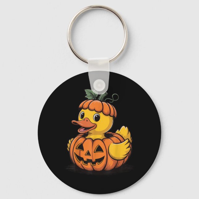 Gummiank Pumpa Halloween Nyckelring (Framsida)