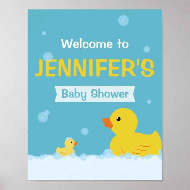 Gummiankebarn Babyshower Välkomstskylt Poster (Framsidan)