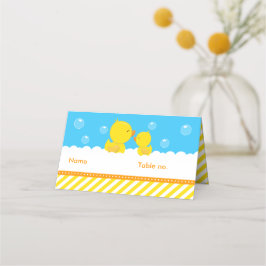 Gummibantad Gult och Blue Baby Shower-sittande Placeringskort