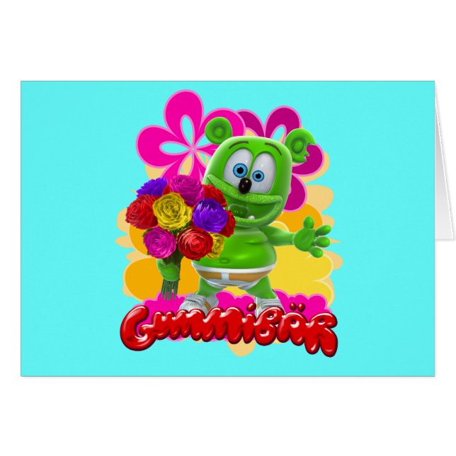 Gummibär blommigtkort hälsningskort (Framsidan Horizontal)