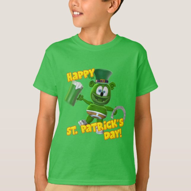Gummibär (den klibbiga björnen) St Patrick dag T Shirt (Framsida)