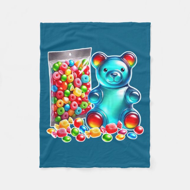 Gummibär godis sur tugg  fleecefilt (Framsidan)