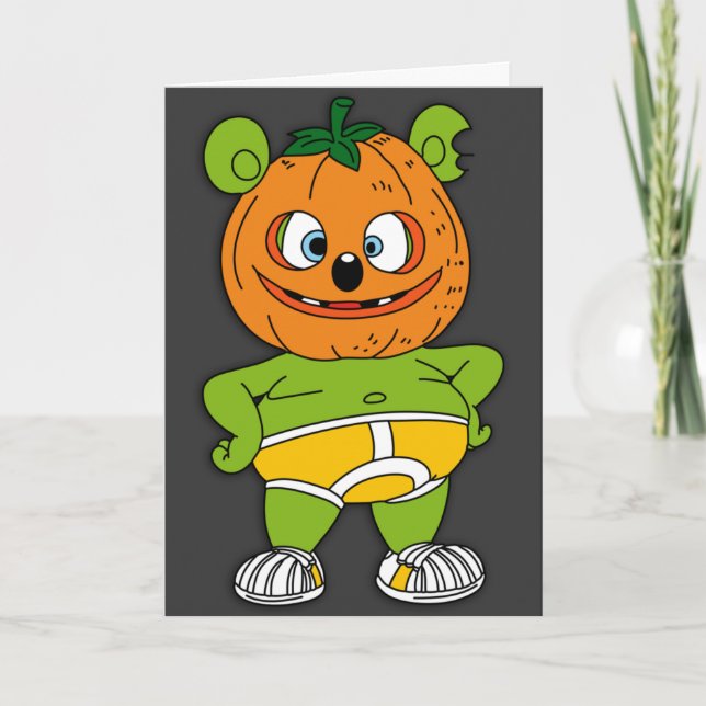 Gummibär Jack-O-Lantern Halloween-kort Kort (Framsida)