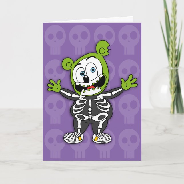 Gummibär Skeleton Halloween-kort Kort (Framsida)