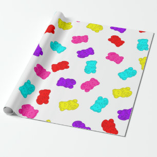 gummibjörnar färglösa regnbågskandy presentpapper