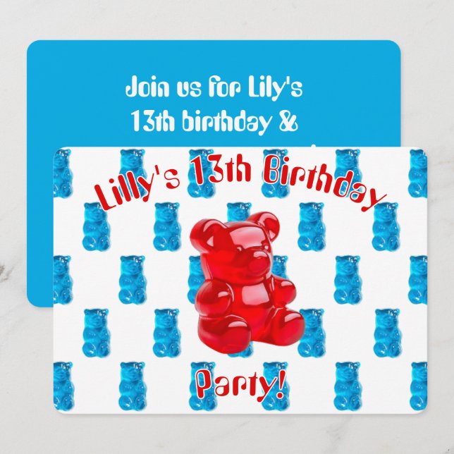 Gummigelé  inbjudningar (Fram/baksida)