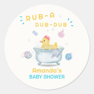 Gummigumma Rub A Dub Dub Badbaby Baby Shower Runt Klistermärke