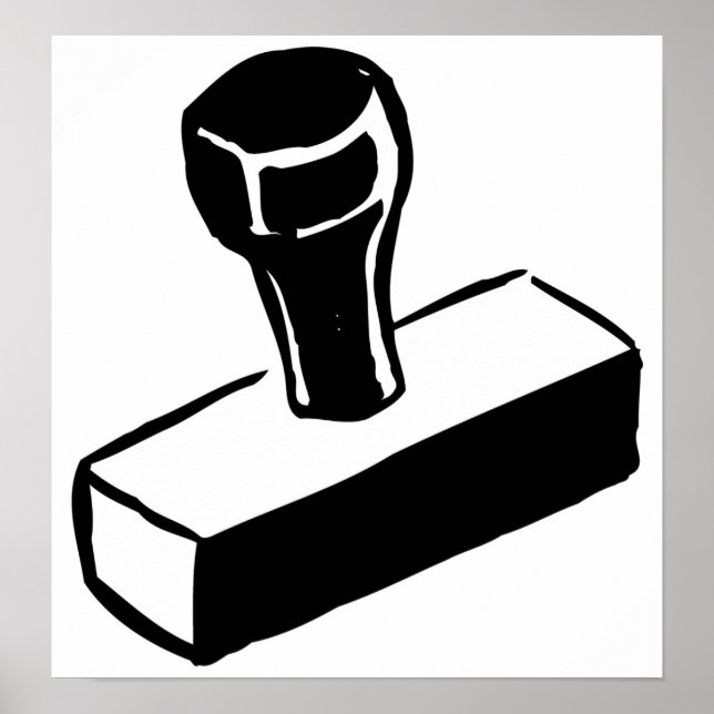 Gummistämpel Ikon Svart och Vitt Kontorsverktyg Poster (Framsidan)