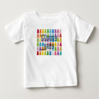 "Gummy Baby" Colorful Rainbow Candy Pattern Black T Shirt