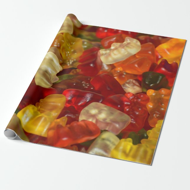 Gummy Bear Candies Presentpapper (Utrullad)
