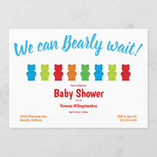 Gummy Bear Candy Barly Wait Baby Shower Inbjudningar