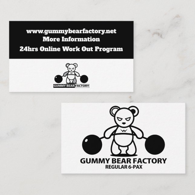 Gummy Bear Factory/gym/fitness Visitkort (Fram/baksida)