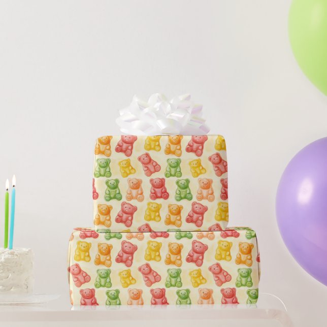 Gummy Bears Mint Pink Yellow Fruit Birthday Presentpapper (Festgåvor)