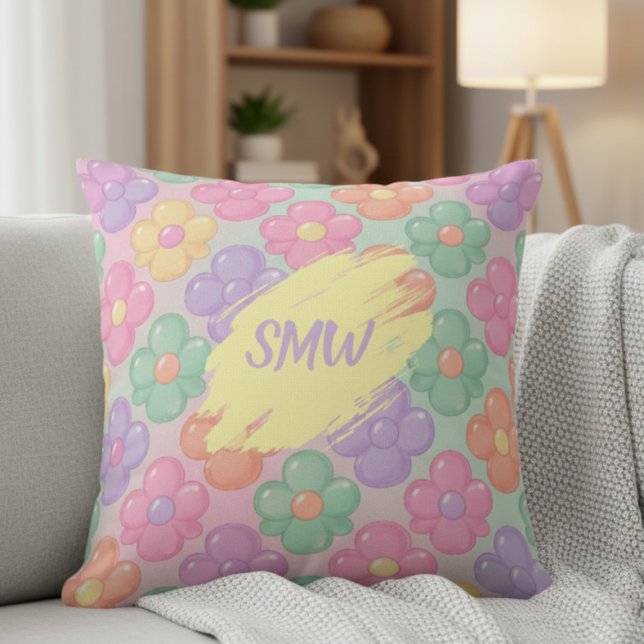 Gummy Candy Floral Personalized Throw Pillow Kudde (Gummy Candy Floral Personalized Throw Pillow)