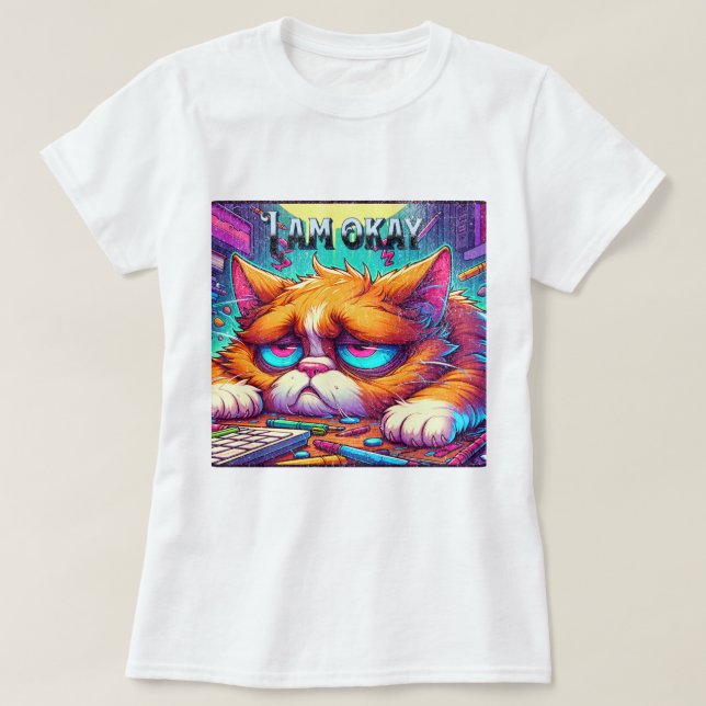 Gumpy Cat med "JAG ÄR OKAY" T Shirt (Design framsida)