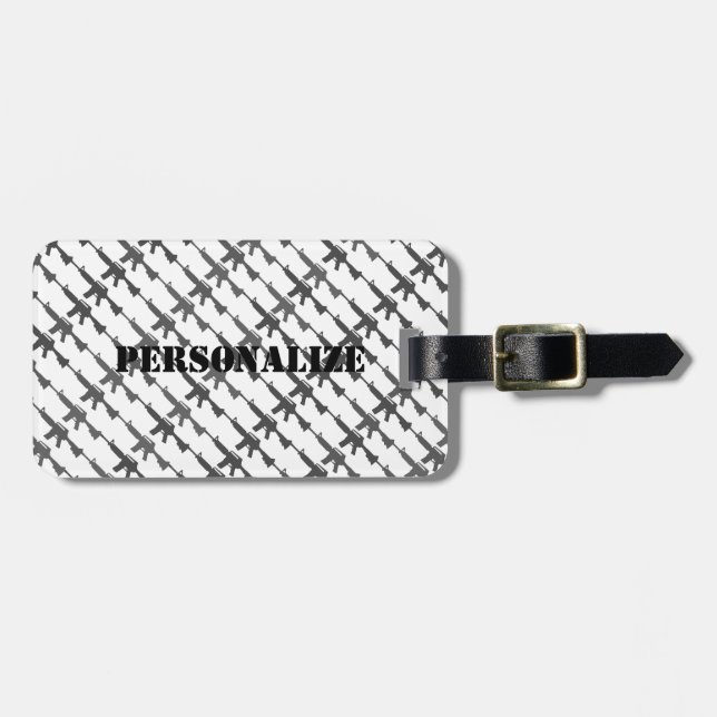 Gun Camouflage GI Rifle Cool B/W Bagagebricka (Horisontell Framsida)