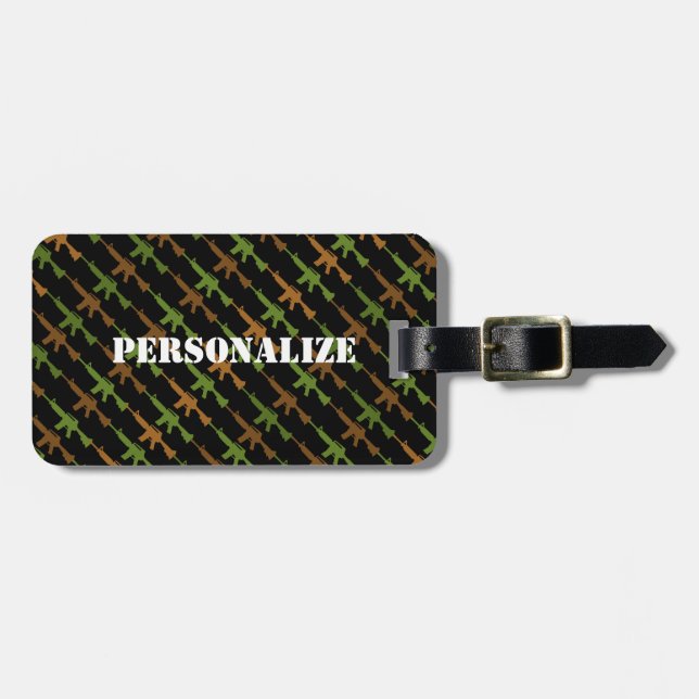 Gun Camouflage GI Rifle Cool Black Bagagebricka (Horisontell Framsida)