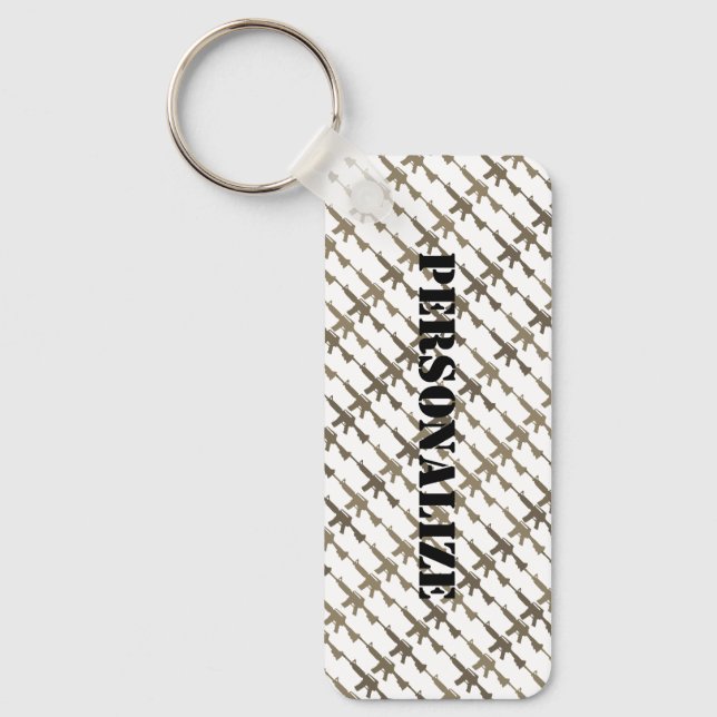 Gun Camouflage GI Rifle Cool Sepia Nyckelring (Framsida)