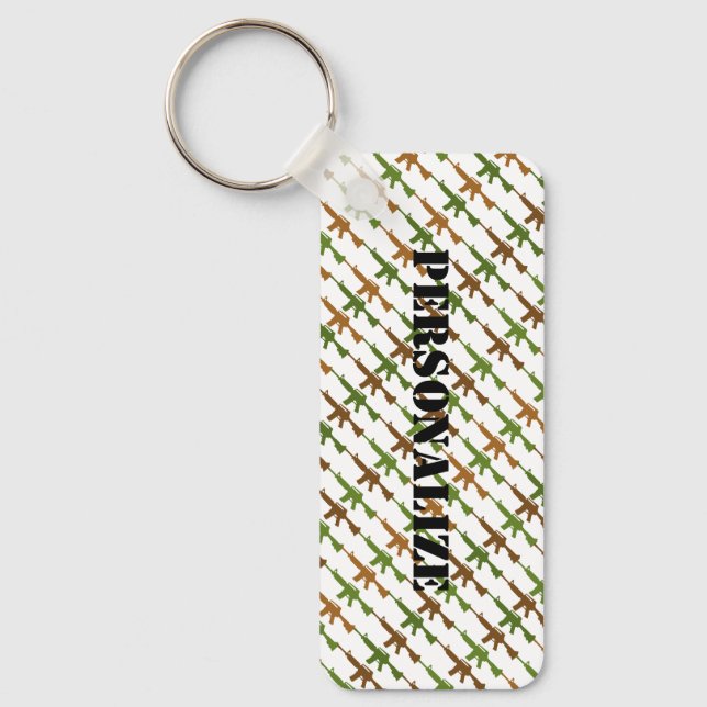 Gun Camouflage GI Rifle Cool White Nyckelring (Framsida)