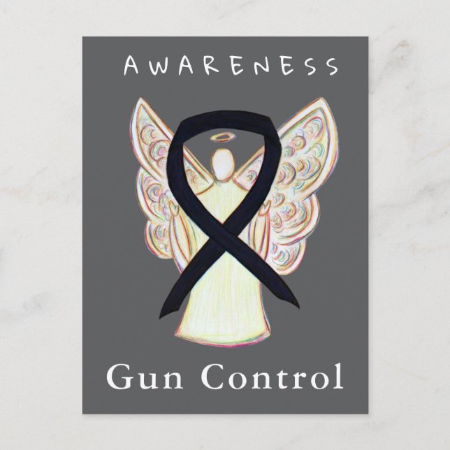Gun Control Awareness Black Ribbon Custom Cards Vykort (Framsida)