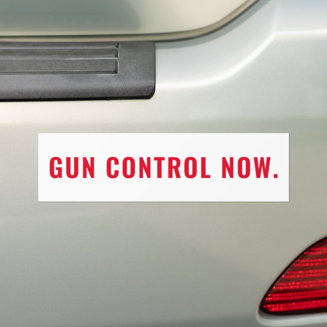 Gun Control Now-minimalistisk text vit och röd Bildekal (På Bil)