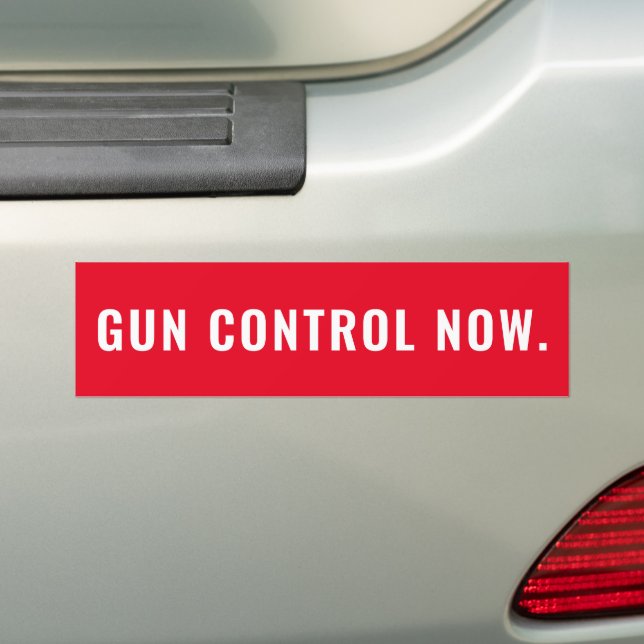 Gun Control Now minimalisttext röd och vit Bildekal (På Bil)