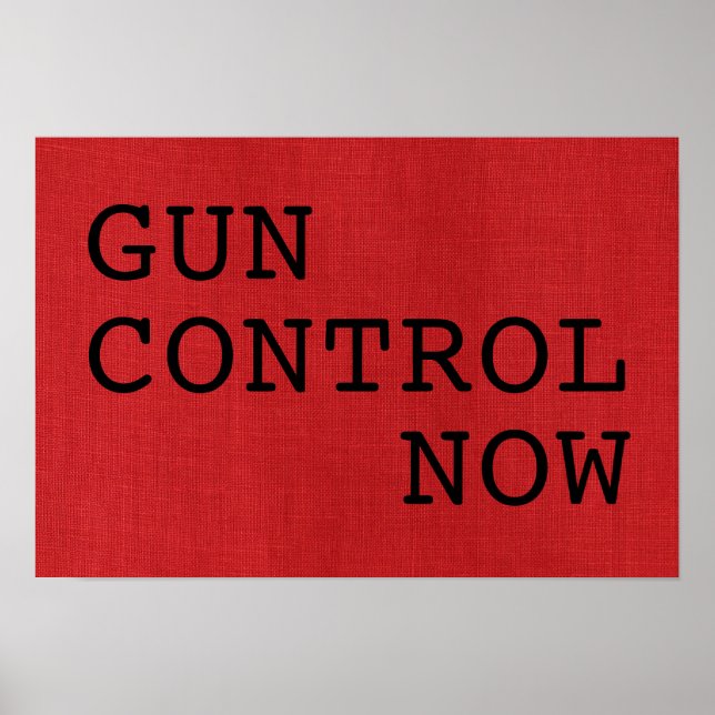 Gun Control nu på Red Linen Photo Protest Sign Poster (Framsidan)