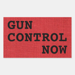 Gun Control nu på Red Linen Photo Rektangulärt Klistermärke