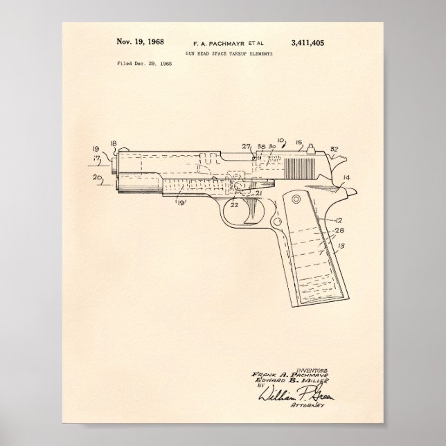 Gun Head Space 1968 Patent Art Old Peper Poster (Framsidan)