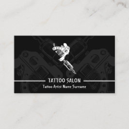 Gun Minimalist Modern Black Tattoo Visitkort