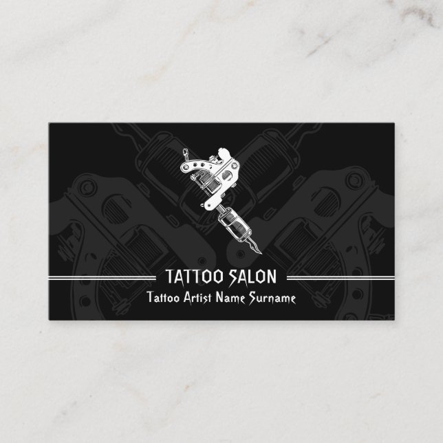 Gun Minimalist Modern Black Tattoo Visitkort (Framsida)