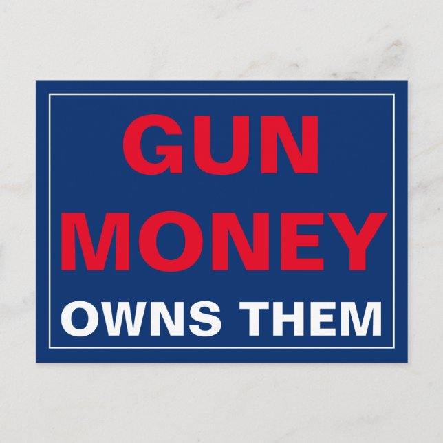 Gun Money äger dem Gun Control Vykort (Framsida)